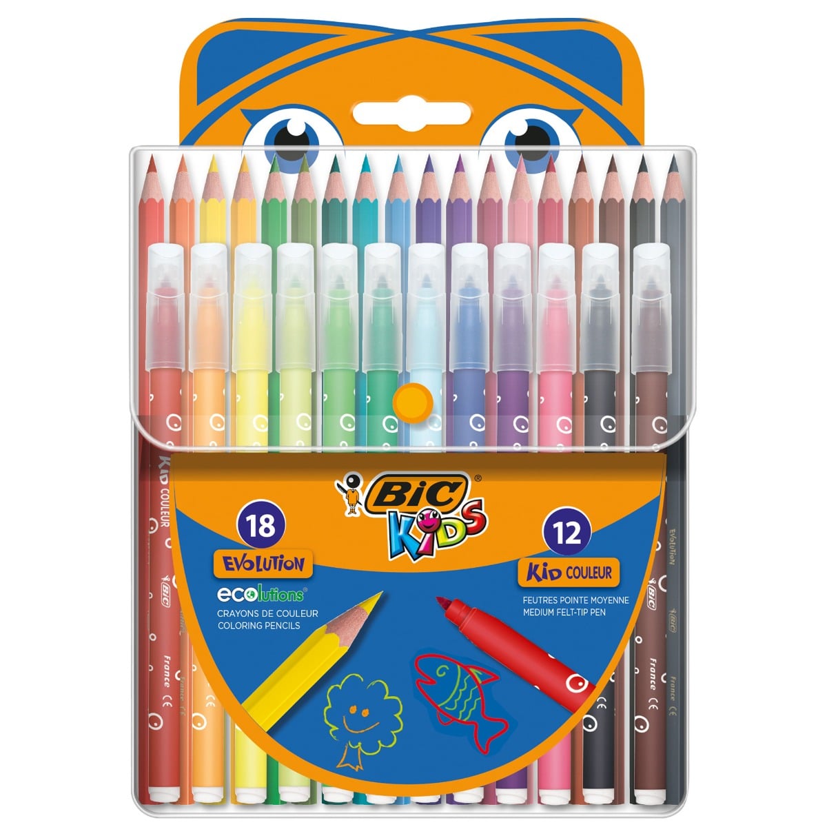 Set Colorat Bic Evolution, 18 Creioane + 12 Markere