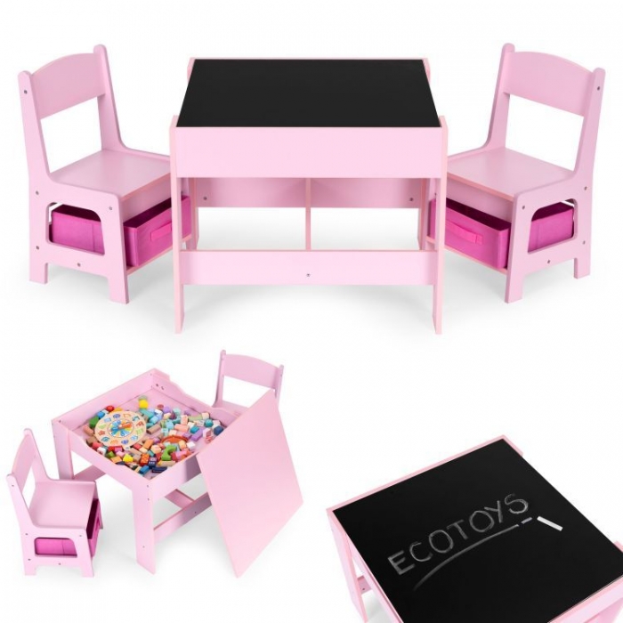 Set Masa Scaune Ecotoys Roz Copii
