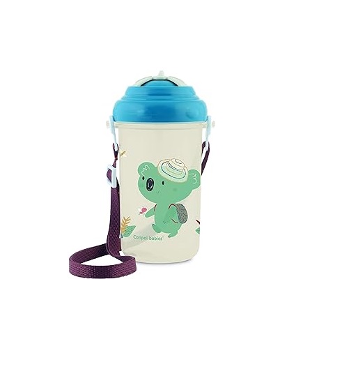 Caniță cu pai pliabil 400ml Canpol Albastră