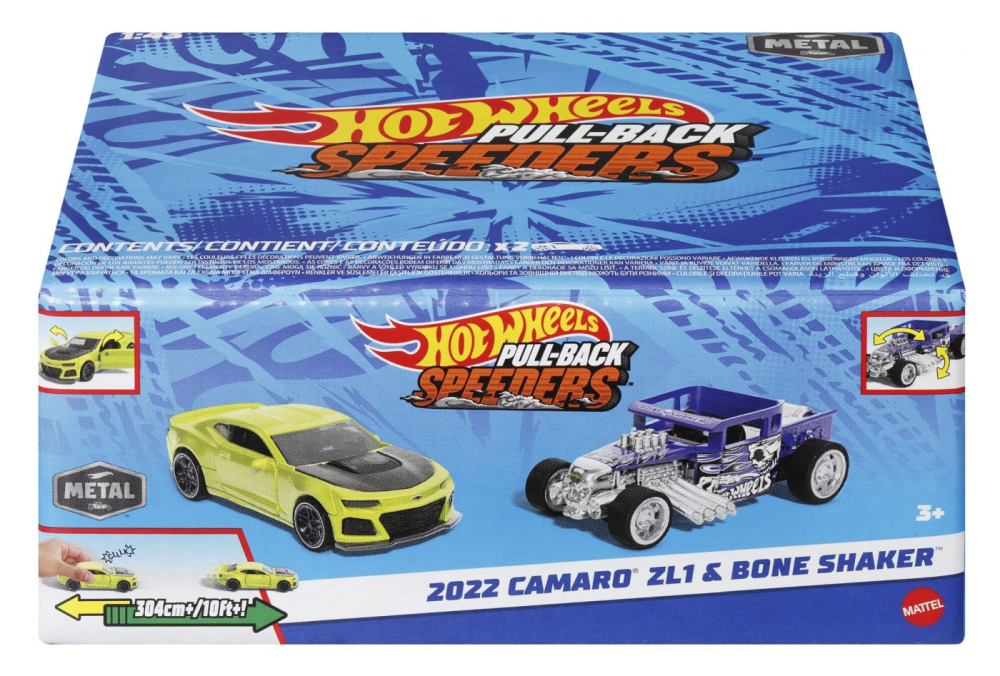 Hot Wheels Set 2 Mașinuțe Metalice Pull Back