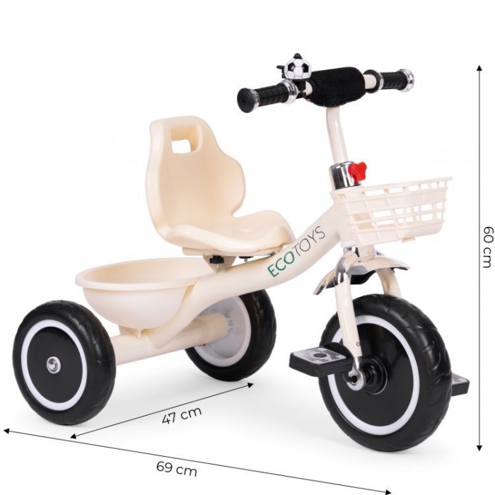 Tricicleta Ecotoys WQL-1999 Bej | Sigurță pentru Copii - imagine 6