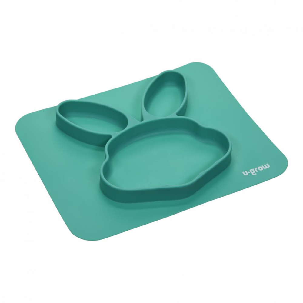 Farfurie silicon iepuras U-Grow, antiderapantă