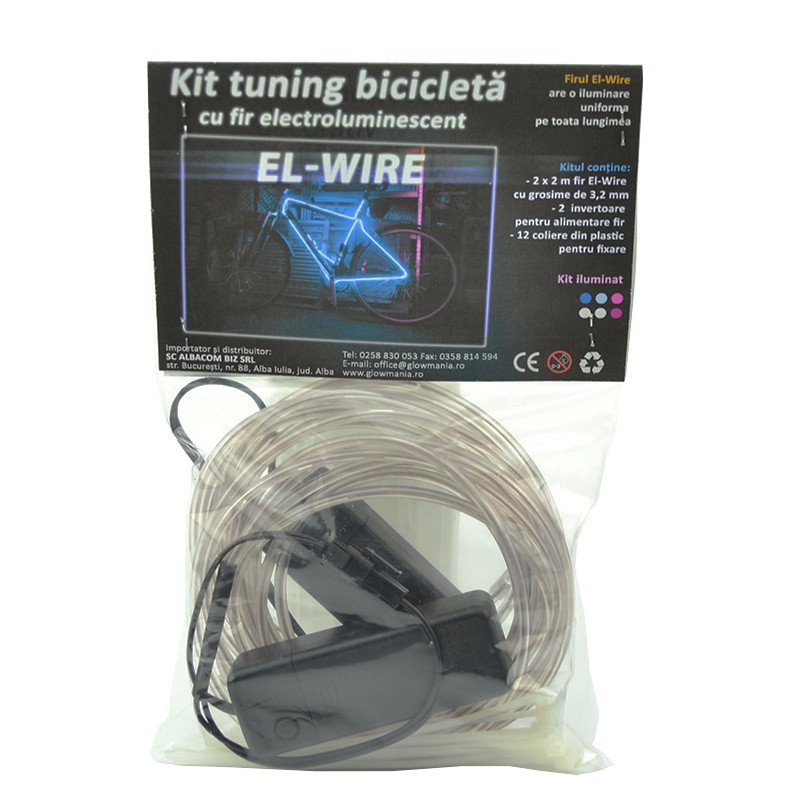 Procart Kit Luminos Roti Bicicleta 4m EL Wire Alb