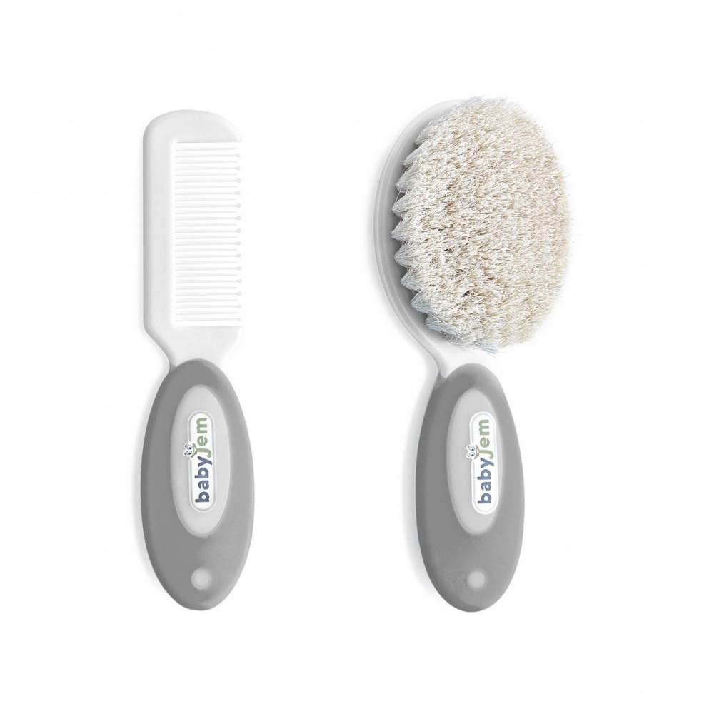 Set Pieptăn și Perie BabyJem Peri Naturali Gri - imagine 3