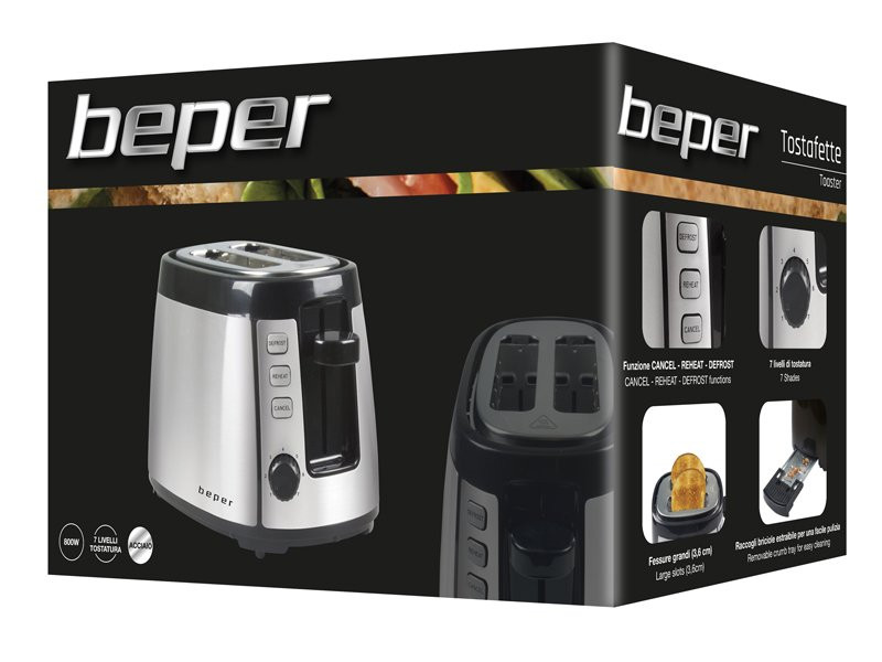 Prajitor de Pâine Beper 800W, Inox - imagine 2