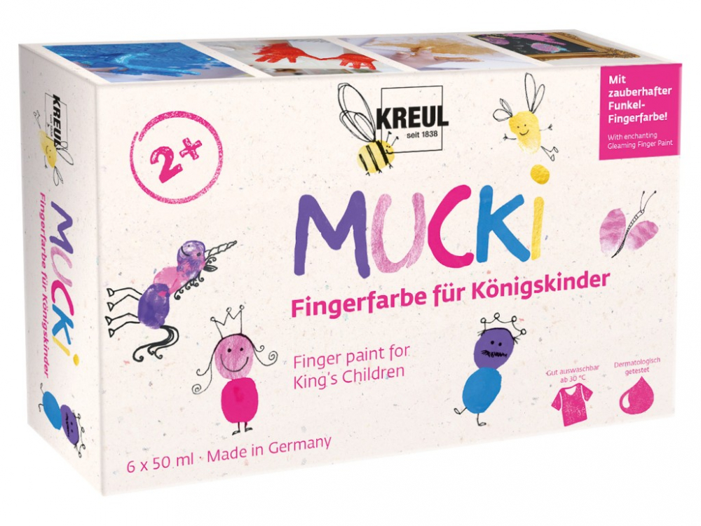 Vopsea degete Mucki Royal, set 6 culori