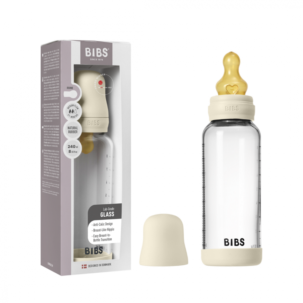 BIBS Biberon Anticolic Sticlă 240ml Ivory - imagine 4