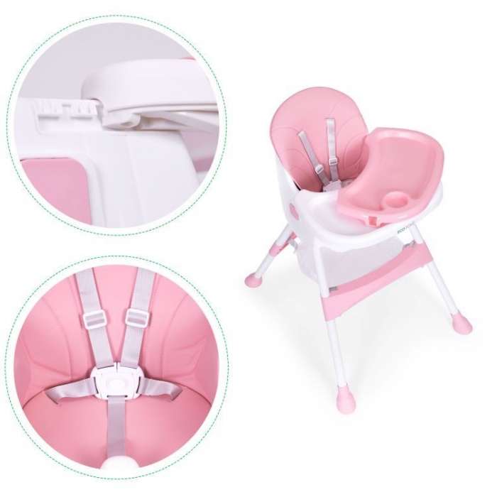 Scaun masa copii Ecotoys HC521 Roz, multifuncțional - imagine 11