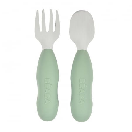 Set tacamuri inox Beaba Sage Green, Ergonomic - imagine 3