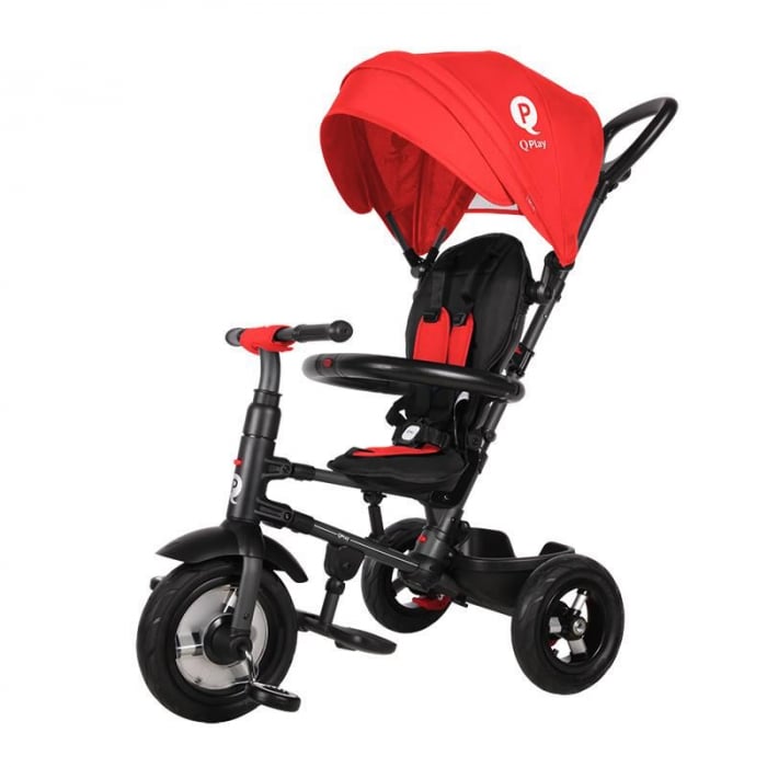 Tricicleta Qplay Rito Rubber Rosu | Plimbare Sigură