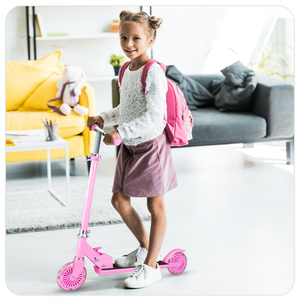 Trotineta Malplay Pink LED, Pliabila si Reglabila - imagine 8