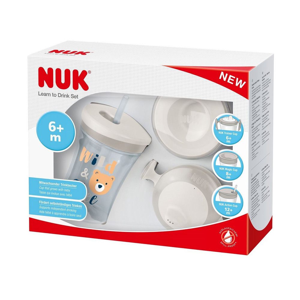 Set cană NUK Evolution All-In-1 gri, tranziție ușoară