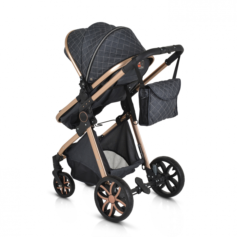 Carucior 2in1 Moni Alma Black, Reversibil, Aluminiu - imagine 12