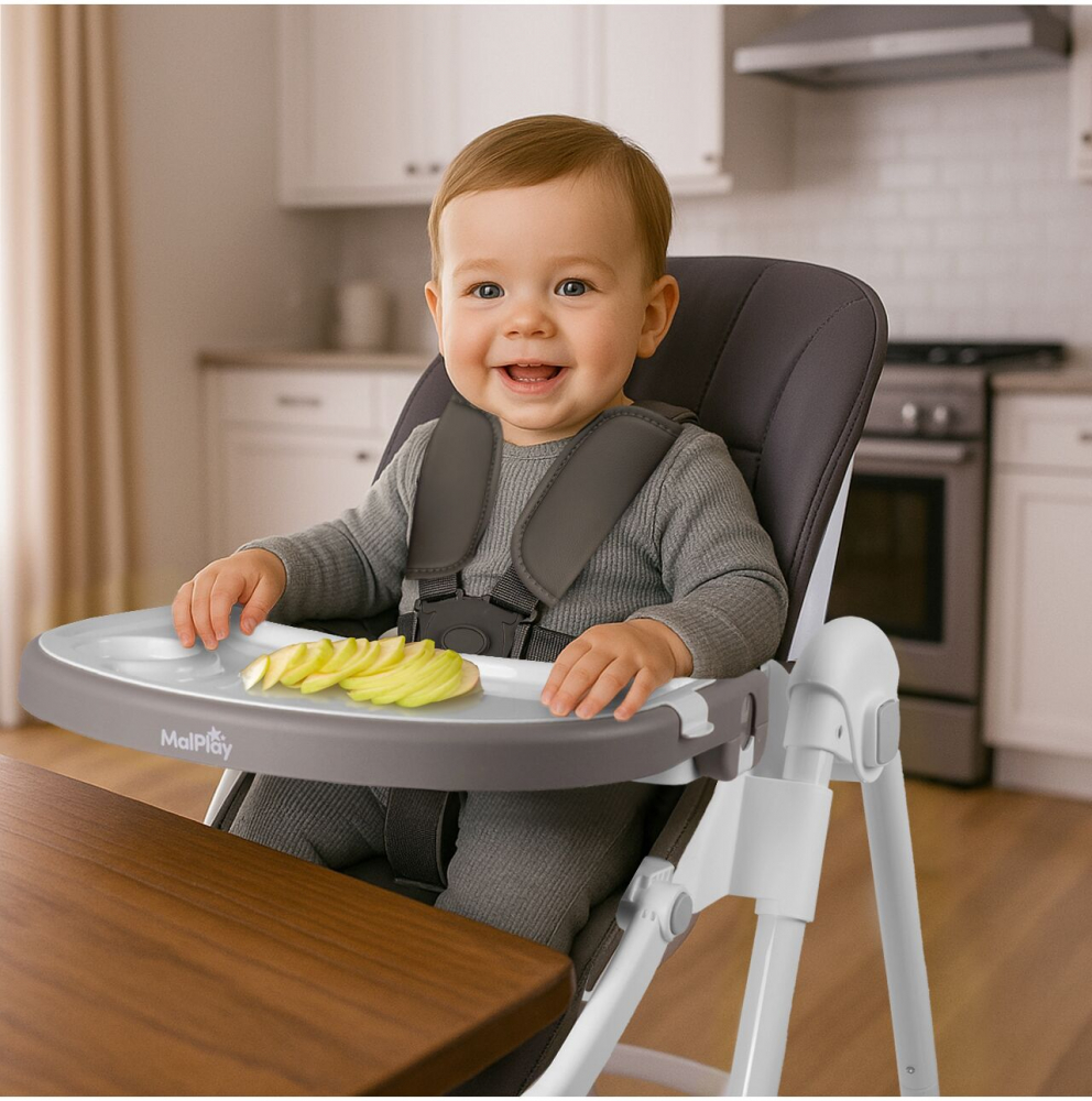 Scaun de masa 2in1 Malplay Deli Grey, pliabil cu roti - imagine 9