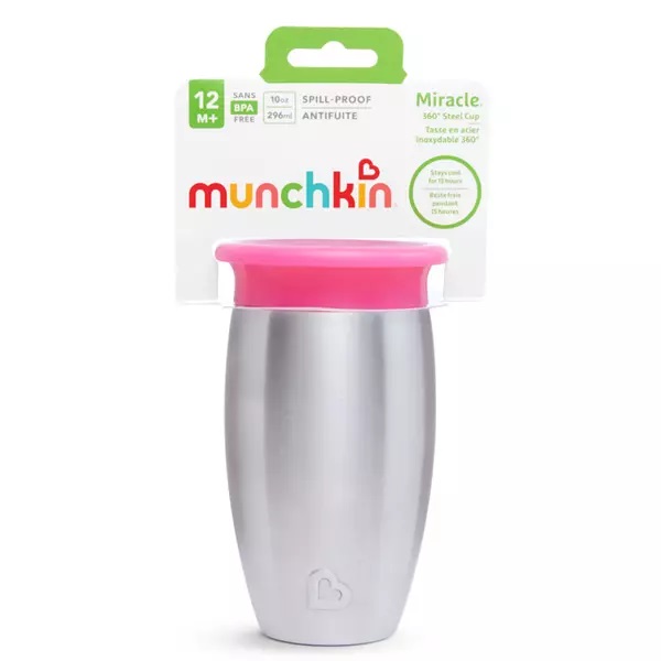 Cana Miracle 360 Munchkin Pink, Inox, Antipicurare - imagine 2
