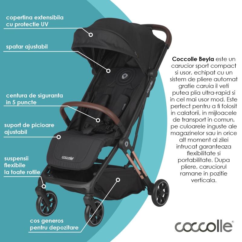 Carucior Coccolle Beyla Gold LE cu Pliere Automata - imagine 2