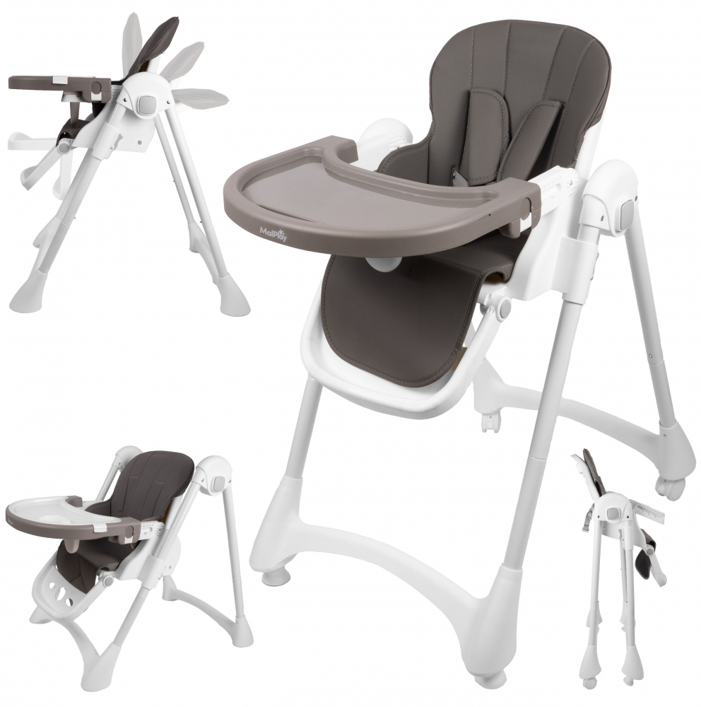 Scaun de masa 2in1 Malplay Deli Grey, pliabil cu roti - imagine 15