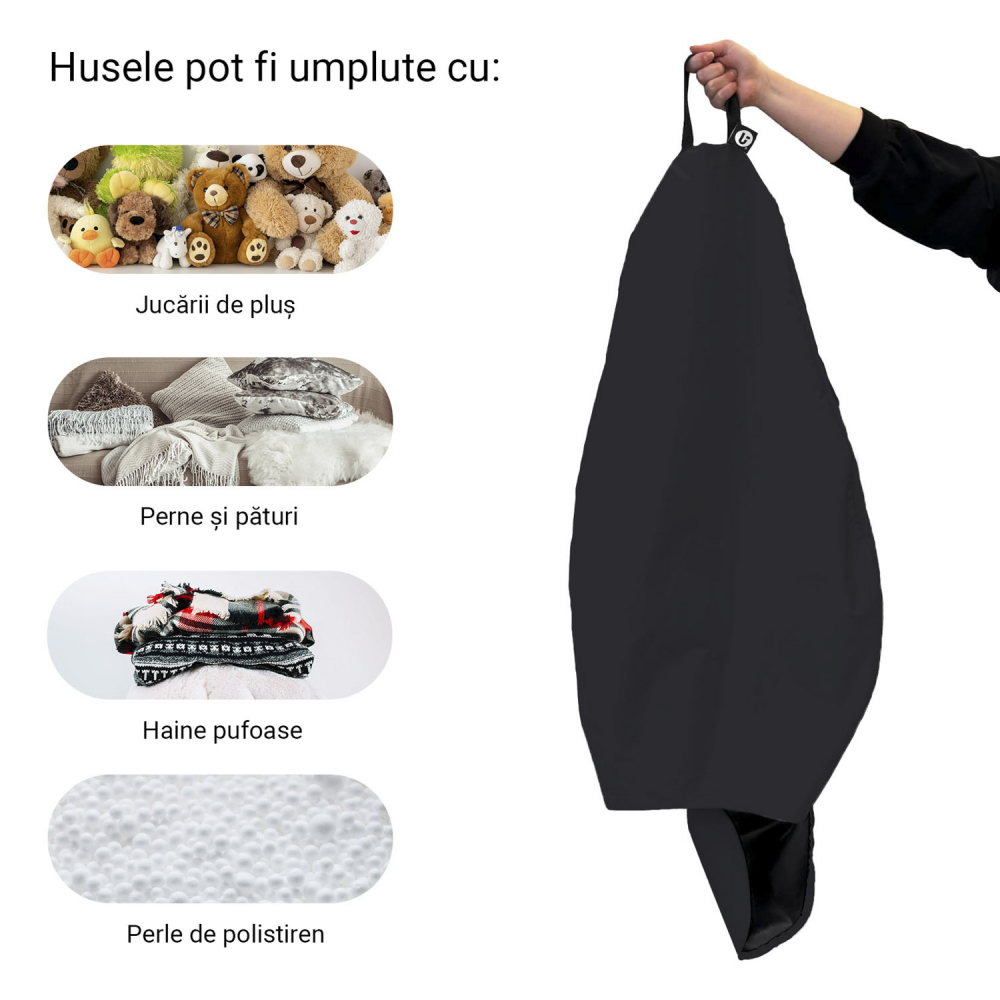 Husa Puf Bean Bag Para XL Black, Updeco - imagine 5