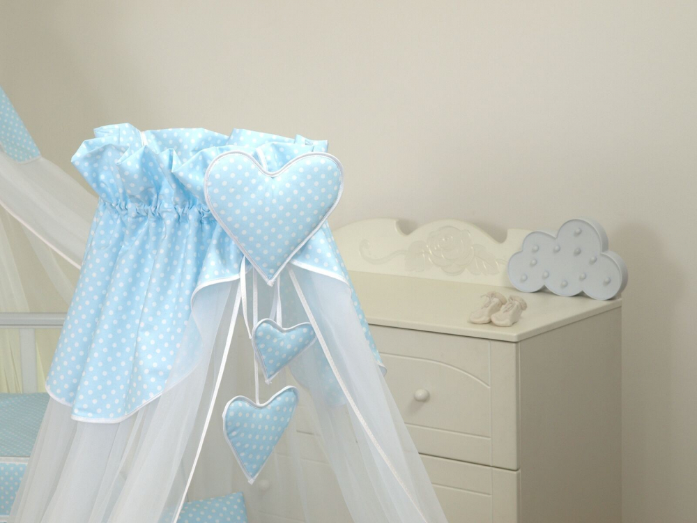 Baldachin Patut Bebe Amy Bear Heart Blue, 160x600 cm