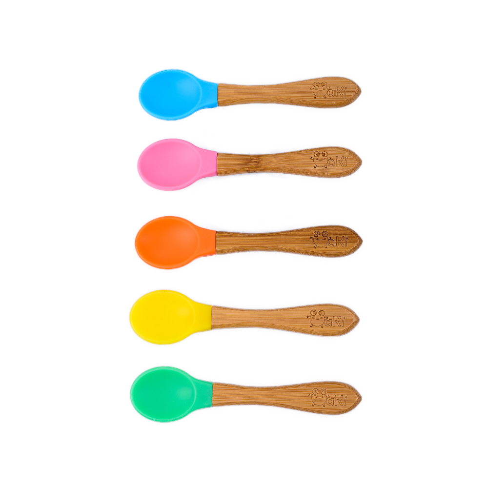 Set 5 lingurițe bambus Oaki cu vârf silicon - imagine 6