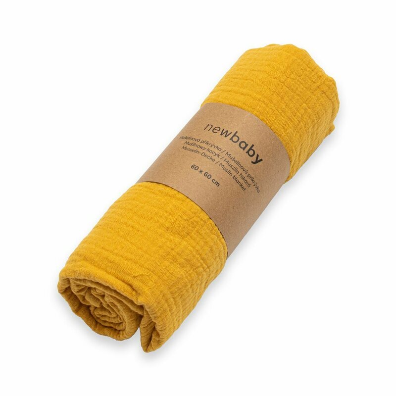 Paturica Muselina New Baby Mustard, 60x60 cm