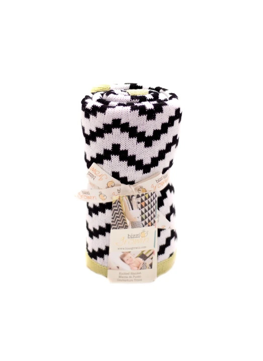 Paturica Tricotată Chevron Alb/Negru | Bizzi Growin - imagine 3