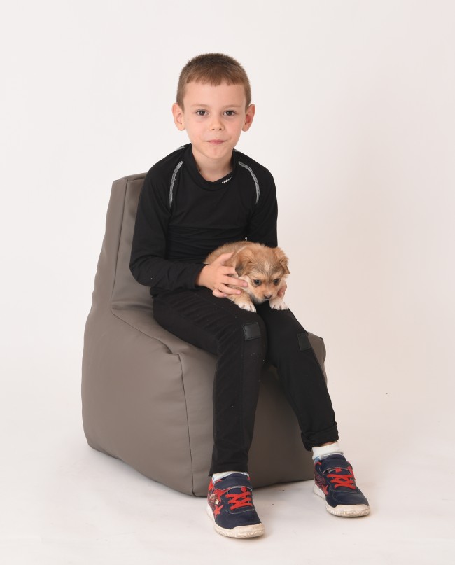 Fotoliu Pufrelax Dark Grey pentru Copii 2-8 Ani - imagine 4