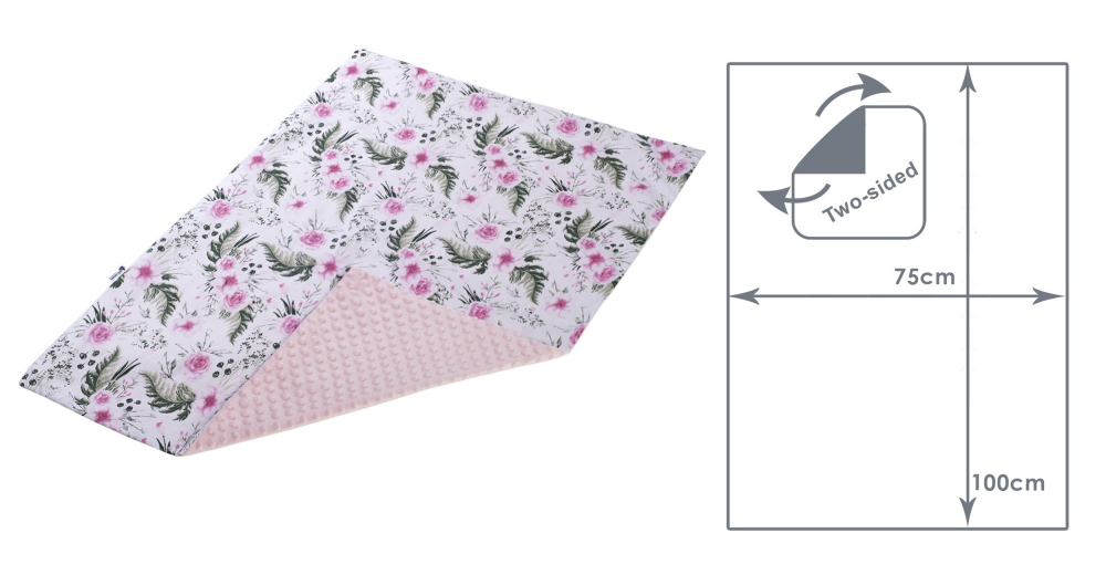 Paturica Nichiduta Flowers Light Pink, Bumbac Minky - imagine 2