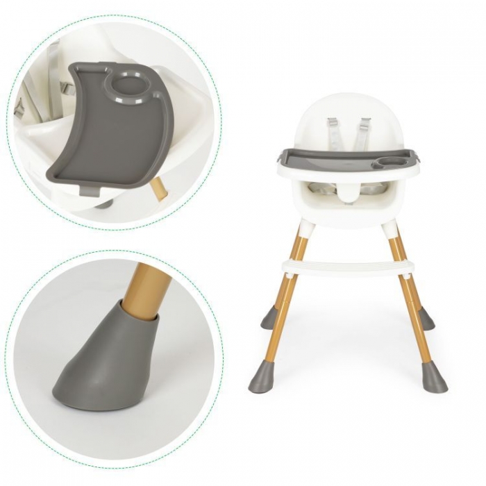 Scaun de masă Ecotoys HA-042 Alb, cu Tavă Detașabilă - imagine 6