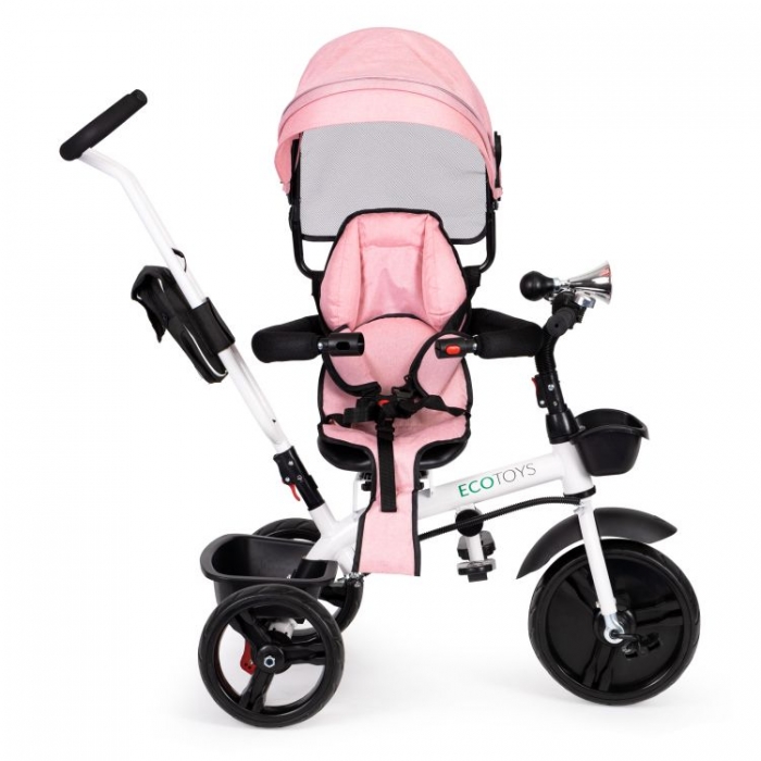 Tricicleta Ecotoys Jm-322 Roz, Scaun Reversibil, Eva - imagine 4