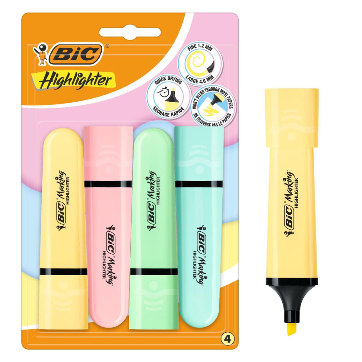 Set 4 Evidentiatoare Bic Pastel, Varf Modular