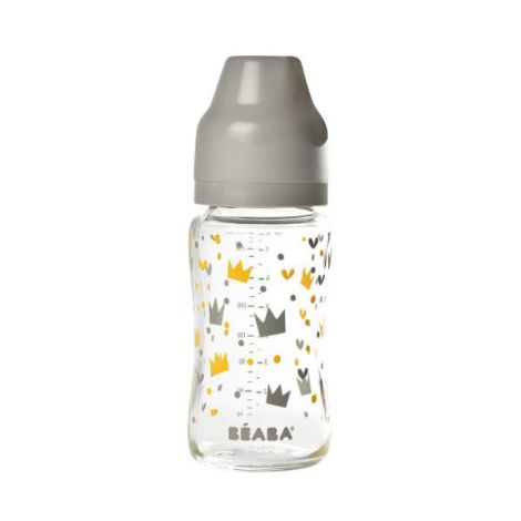 Biberon Sticlă Beaba Crown 240ml cu Gat Larg
