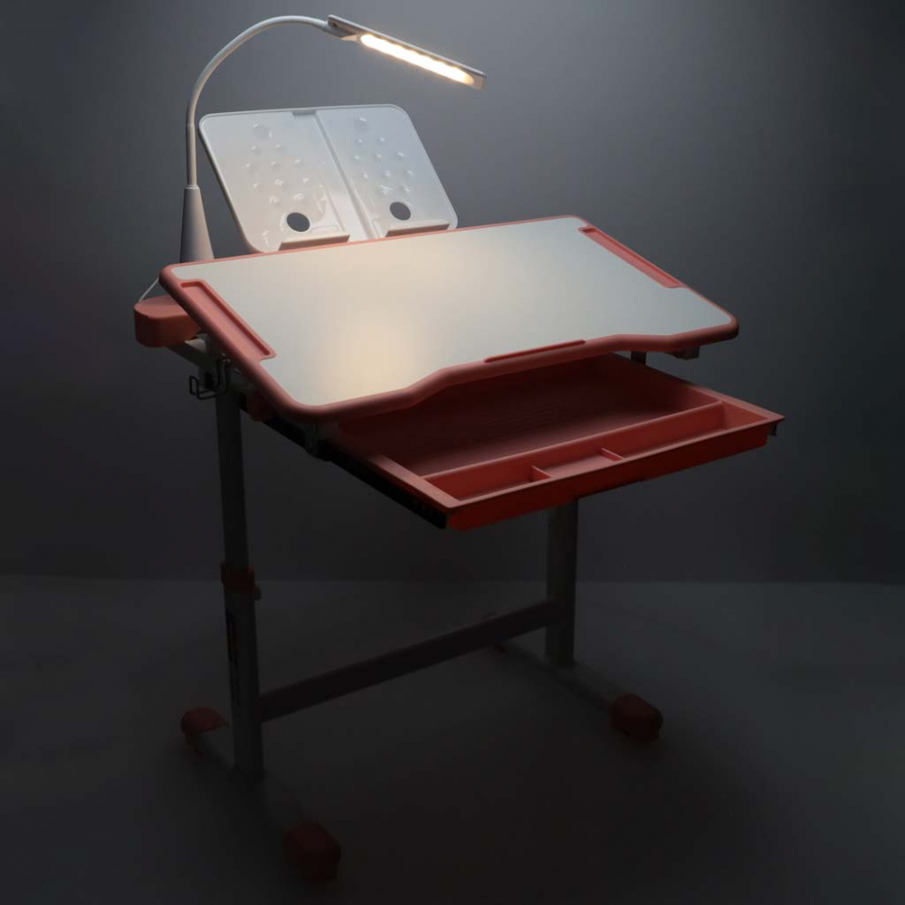 Birou Ikonka Pink Reglabil cu Lampa LED pentru Copii - imagine 10
