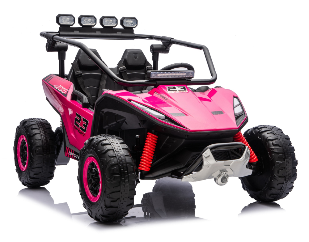 UTV electric pentru 2 copii Kinderauto Vector V2 Dune-Buggy, 220W, 12V, roti moi, scaun tapitat, echipat premium, roz