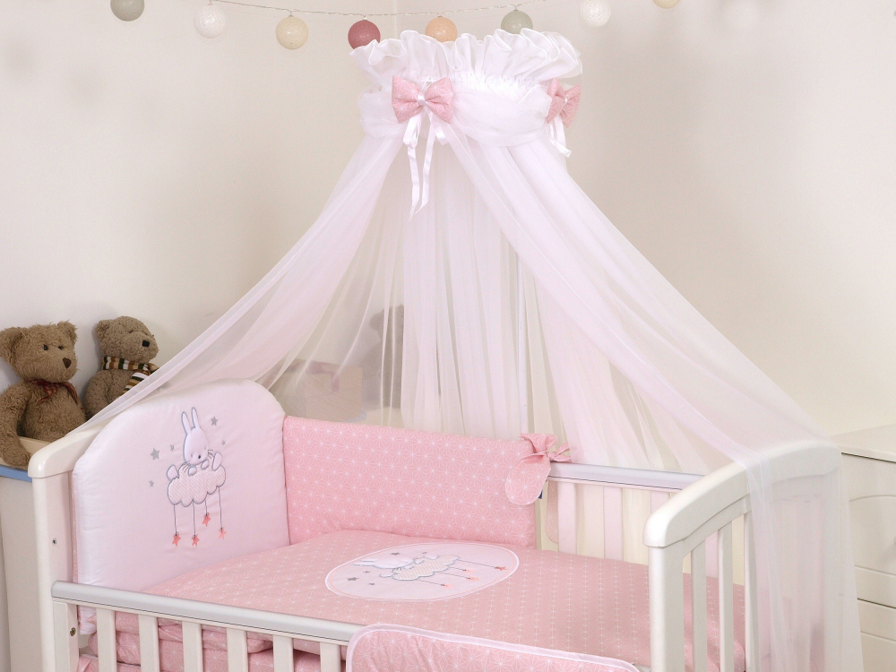 Baldachin Amy Sky Bunny Pink - protecție patut - imagine 8