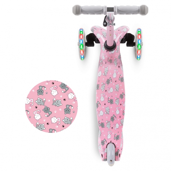 Trotineta Kidwell Uno Cats Roz cu LED - imagine 3
