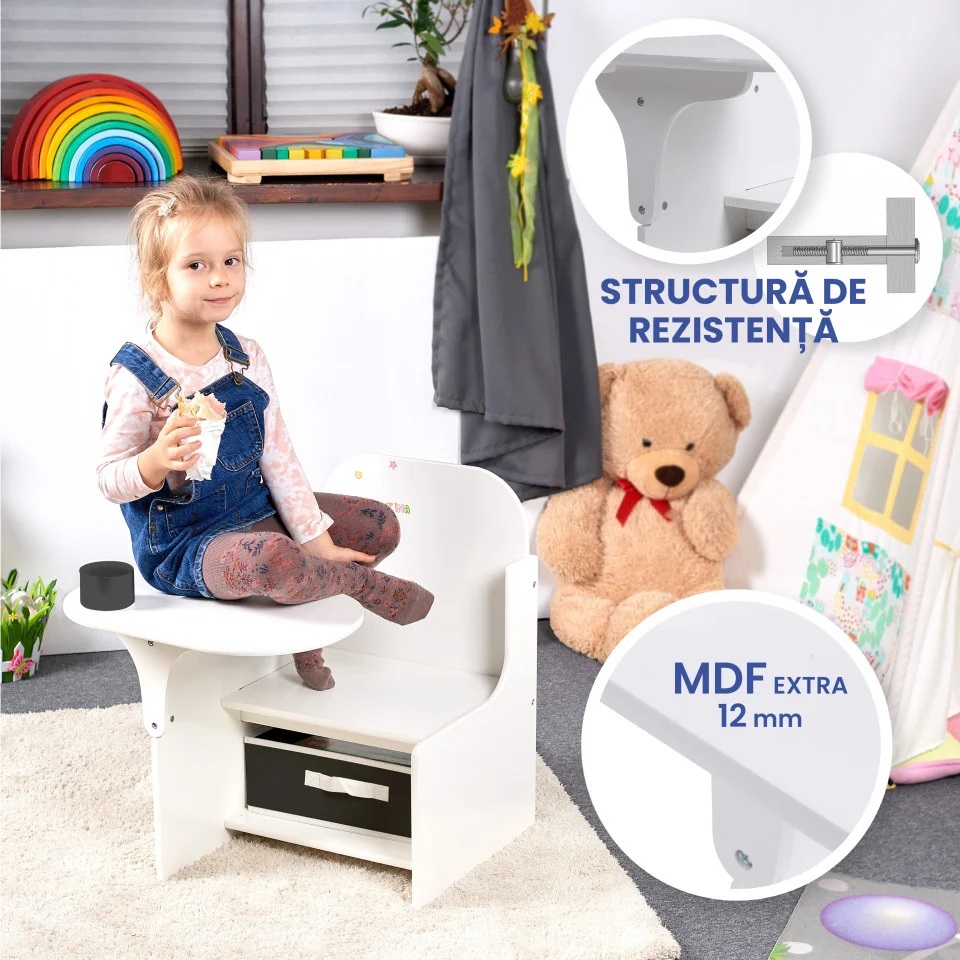 Set masuta scaun Suporto 3in1 lemn MDF - imagine 8