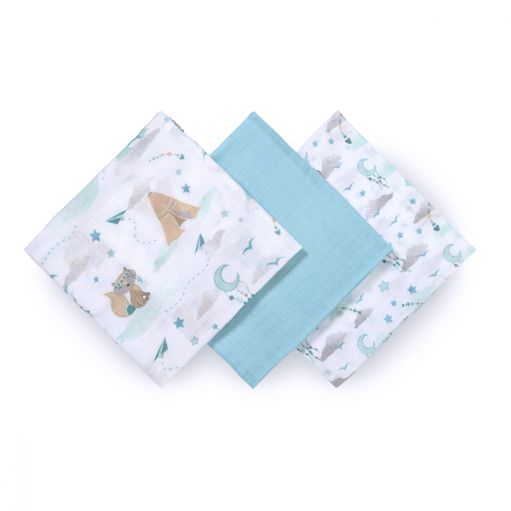 Set 3 Scutece Bambus Babyono, Albastru
