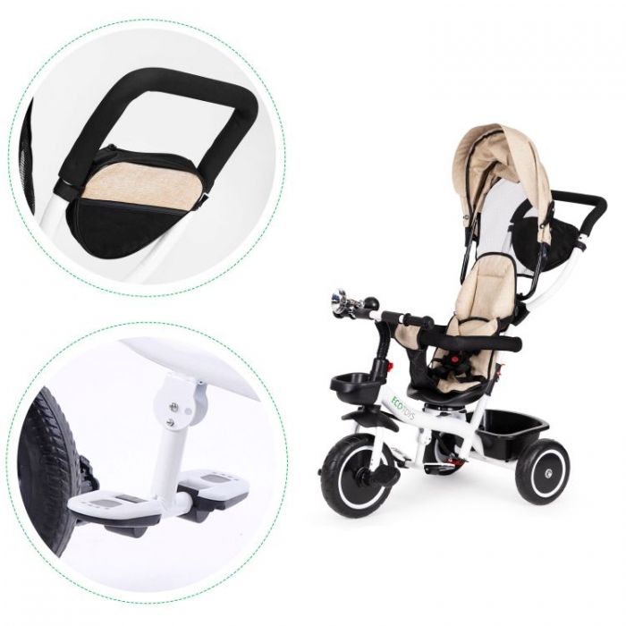 Tricicleta Ecotoys Bej | Siguranță și Confort - imagine 5