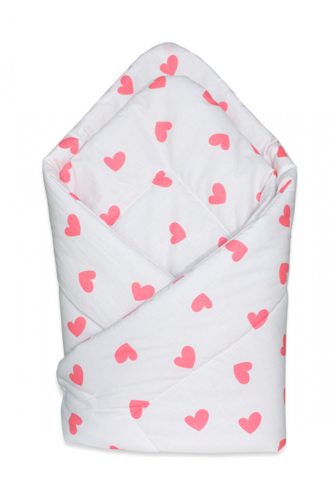Paturica de înfășat Egakids Pink Hearts, 75x75 cm