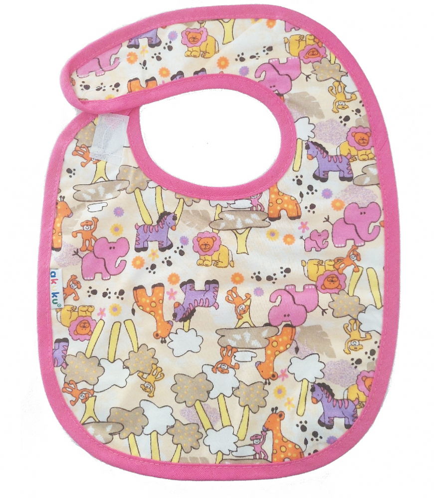 Baveta impermeabilă Akuku Animals Pink