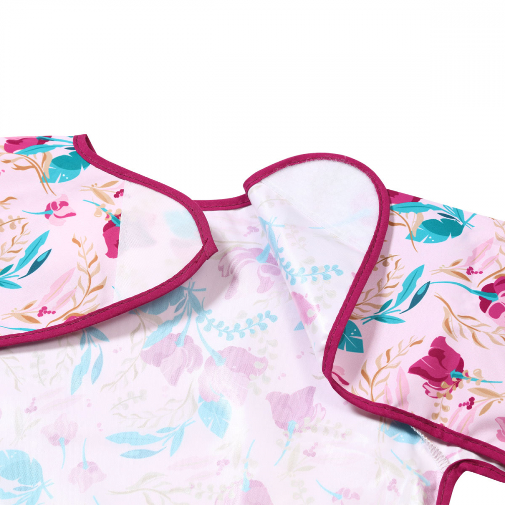 Baveta Babyono cu mânecă lungă, model floral - imagine 3