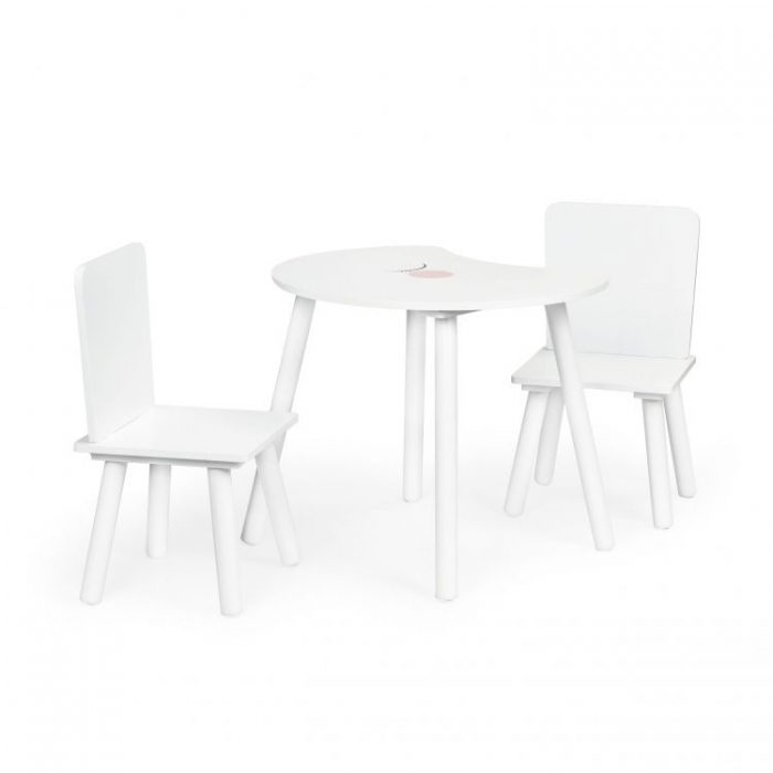 Set Masa Luna si 2 Scaune Ecotoys Alb