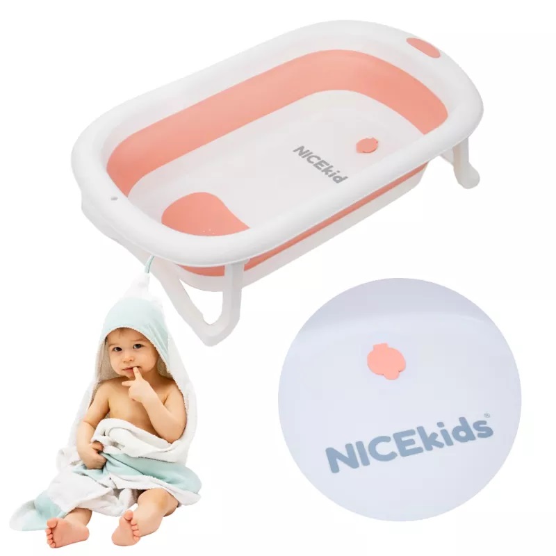 Cadita Pliabila NiceKids cu Hamac Pink - imagine 3