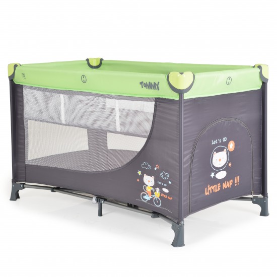 Patut pliabil Moni Tommy 2 nivele, Verde - imagine 10