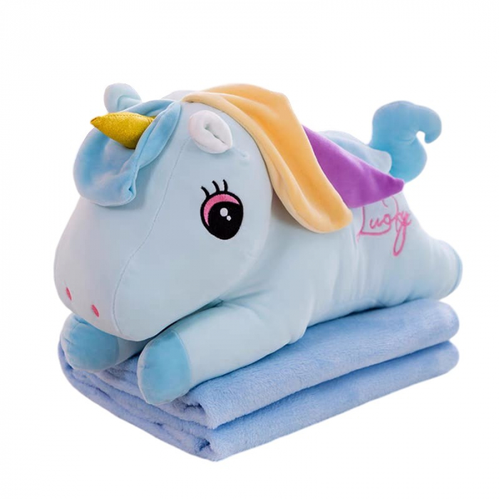 Unicorn Bleu Perna și Pătură Krista