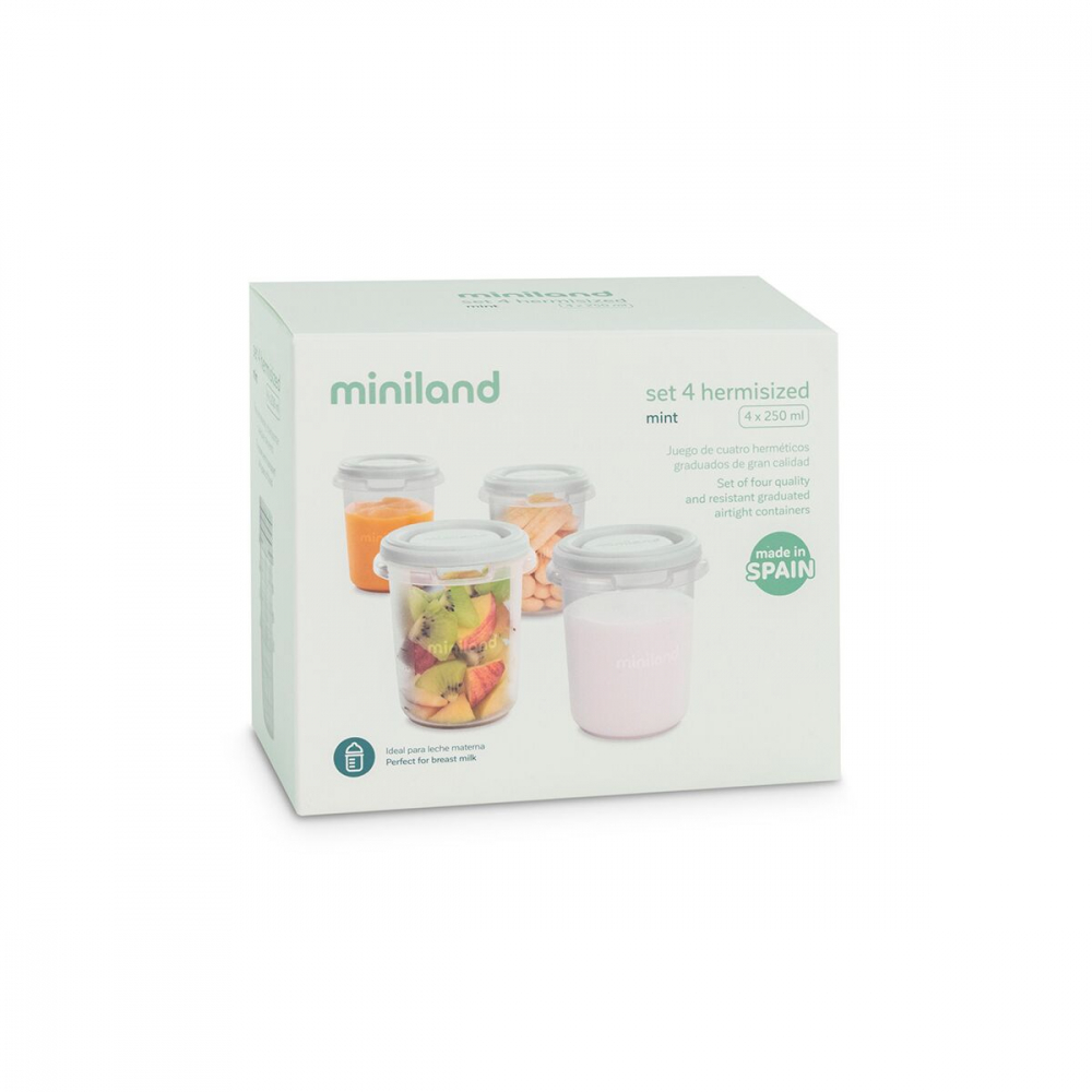 Set 4 Recipiente Ermetice Miniland Mint 250ml - imagine 2