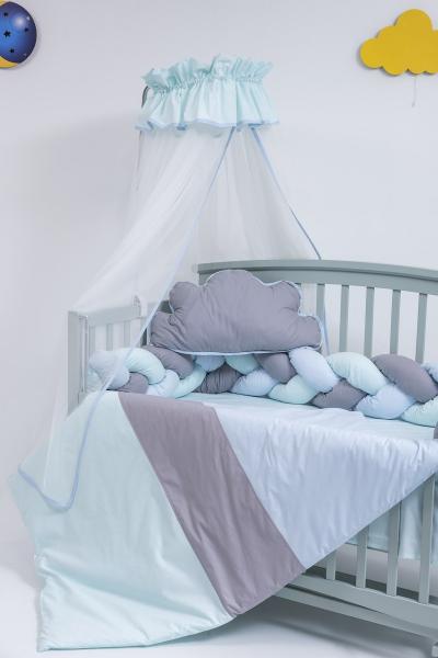 Set Lenjerie Patut 8 Piese Mykids Gray-Blue - imagine 6