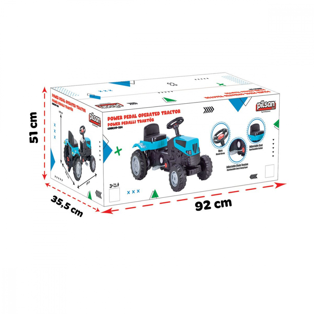 Tractor Pilsan Power Blue cu pedale pentru copii - imagine 2