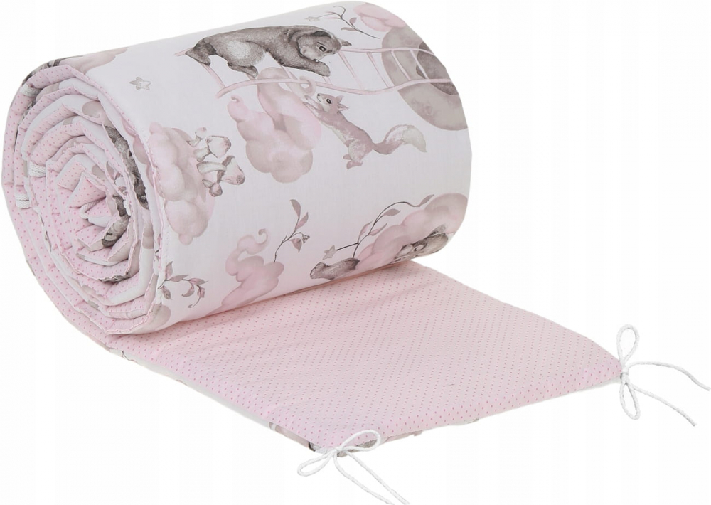 Aparatoare Patut BabyMam Sleepy Bears Pink, 180x30 cm - imagine 4